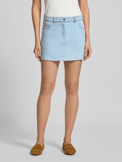 Neo Noir Jeansrok met steekzakken, model 'Coddie' Lichtblauw - 4