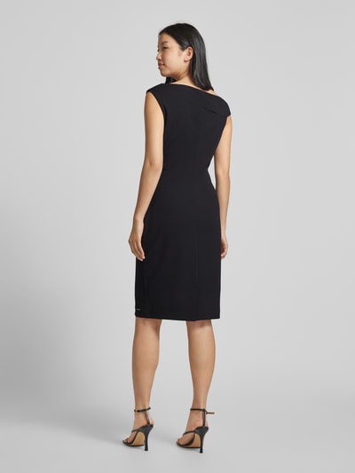 Calvin Klein Womenswear Knielange off-shoulderjurk met deelnaad, model 'SCUBA' Zwart - 5