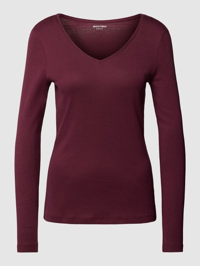 Montego Longsleeve mit V-Ausschnitt Bordeaux 2