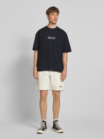 Pegador Oversized T-shirt met label- en statementprint, model 'Ramon' Zwart - 1