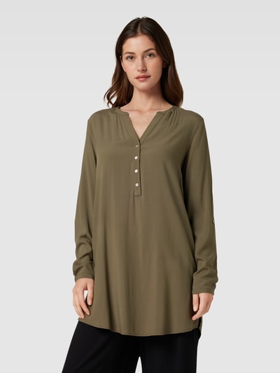 Montego Lange blouse van pure viscose met korte knoopsluiting Rietgroen - 4