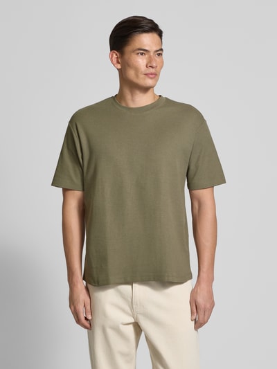 MCNEAL T-Shirt mit geripptem Rundhalsausschnitt Oliv 4