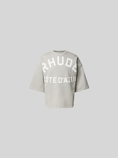 RHUDE Oversized T-Shirt mit Label-Print Hellgrau Melange 2