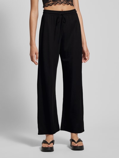 Only Spodnie materiałowe z szeroką nogawką i elastycznym pasem model ‘JANY’ Czarny 4