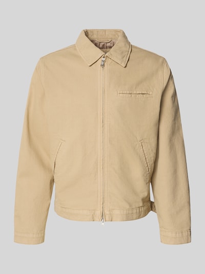 Produktfoto, Jacke mit Zweiwege-Reißverschluss van Jack & Jones in beige, pure katoen, regular fit, omgeslagen kraag, glad oppervlak
