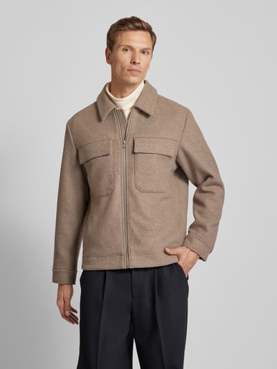 Jack & Jones Premium Regular fit overhemdjack met ritssluiting, model 'BLURUSSEL' Beige - 4