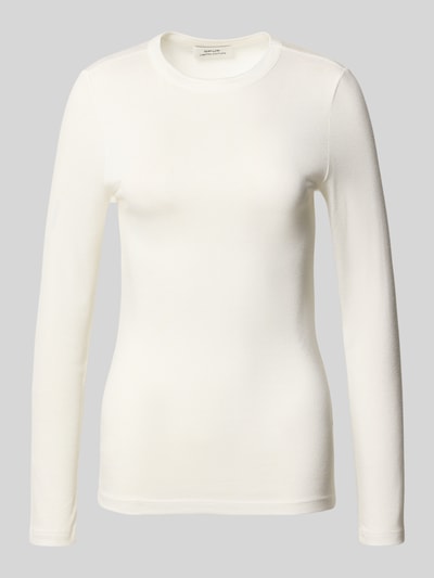 OPUS Longsleeve mit geripptem Rundhalsausschnitt Modell 'Sifa' Offwhite 2