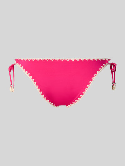 Produktfoto, Bikinihose mit seitlicher Schnürung Modell 'ETHNICHIC AVORA' von Banana Moon, leuchtendes Pink, Material-Mix mit Stretch-Anteil, Körpernahe Passform, feine Zier-Details und glatte Textur.
