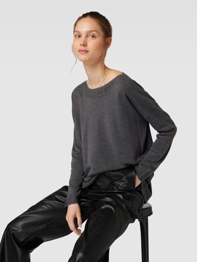 Only Oversized Strickpullover mit U-Boot-Ausschnitt Modell 'AMALIA' Mittelgrau Melange 3