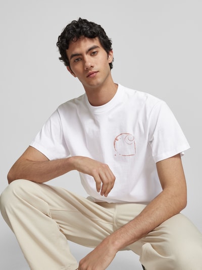 Carhartt Work In Progress T-Shirt mit Logo-Print Modell 'JAVA' Weiss 3