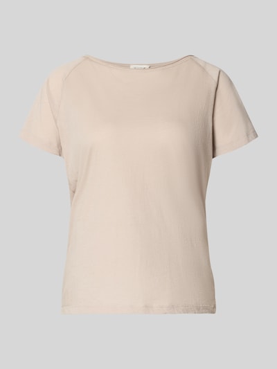 Produktfoto, T-Shirt mit U-Boot-Ausschnitt Modell 'LALOOM' von American Vintage aus Reine Baumwolle, Relaxed-Fit, beige, glatte Textur, Rückenlänge 55 cm bei Größe S