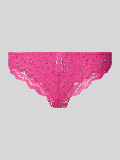 Skiny String mit Spitzenbesatz Pink 1