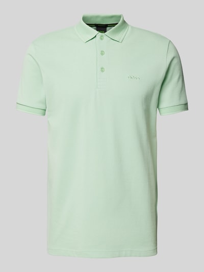 BOSS Green Regular fit poloshirt met labelstitching, model 'PADDY' Groen - 2