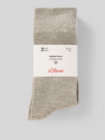 s.Oliver RED LABEL Socken aus Baumwoll-Mix im 3er-Pack Hellgrau 3