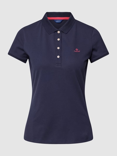 Gant Poloshirt met logostitching, model 'Kontrast' Donkerblauw - 2