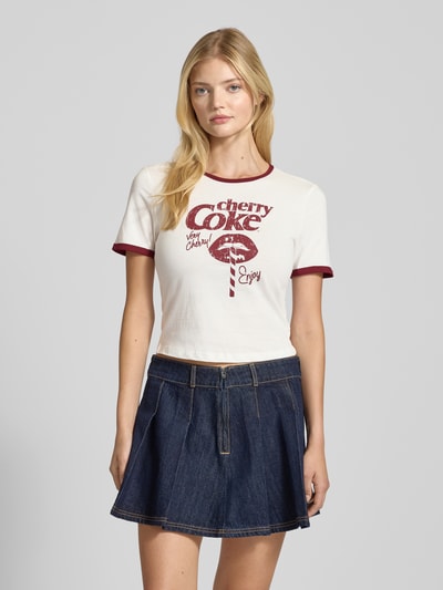 Only Regular fit T-Shirt met Coca Cola®-print, model 'COCA COLA LIFE' Bordeaux - 4