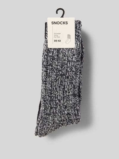Snocks Skarpety z prążkowanymi wykończeniami w zestawie 2 szt. Ciemnoszary melanż 3