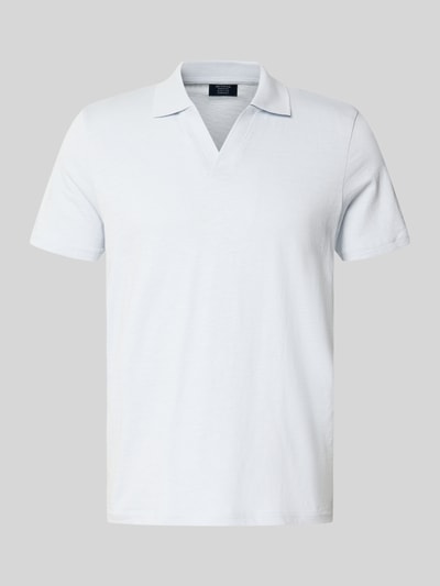 Produktfoto, Slim Fit Poloshirt mit V-Ausschnitt von MCNEAL in Hellblau, Reine Baumwolle, Polokragen, Rückenlänge bei Größe M 68 cm