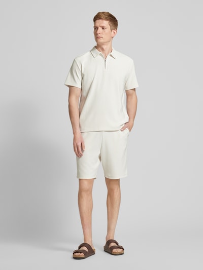 Selected Homme Relaxed Fit Poloshirt in Ripp-Optik Offwhite 1