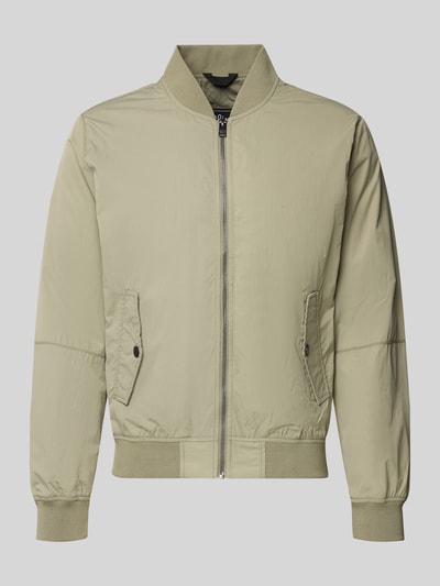 Produktfoto, Regular Fit Bomberjacke mit Stehkragen von s.Oliver RED LABEL in Beige, unifarben, Reißverschluss, gerippte Abschlüsse, seitliche Pattentaschen