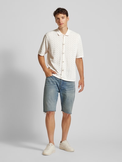 Jack & Jones Regular Fit Freizeithemd mit Lochstickerei Modell 'NOTO' Offwhite 1