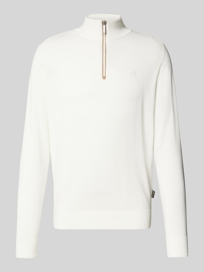 bugatti Strickpullover mit Logo-Stitching Offwhite 1