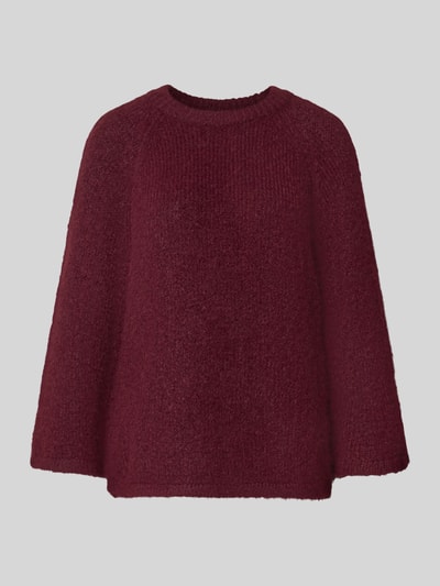 Produktfoto, Strickpullover mit Raglanärmeln van FREE/QUENT, Materiaalmix met wol, recht model, ronde hals, bordeauxrood, zachte textuur