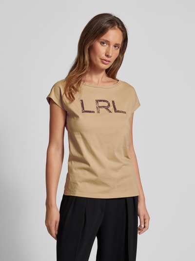 Lauren Ralph Lauren T-shirt z nadrukiem z logo model ‘GRIETA’ Camel 4