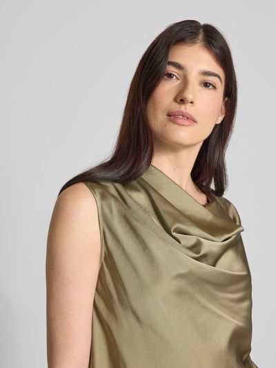 s.Oliver BLACK LABEL Loose Fit Satinbluse aus Viskose-Mix Khaki 3