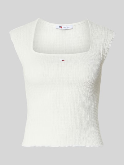 Tommy Jeans Top o kroju slim fit z falbanką Biały 2