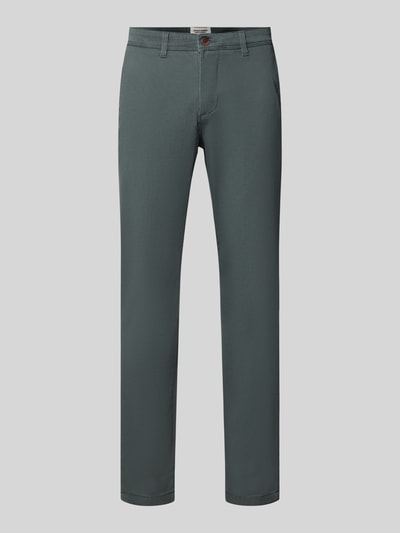 Produktfoto, chinosy z wpuszczanymi kieszeniami Model 'MARCO' od JACK & JONES, krój straight fit, zapięcie na guzik i zamek błyskawiczny, wpuszczane kieszenie i kieszenie z tyłu, Szerokość w rozmiarze 32/32: 42 cm, Długość wewnętrzna nogawki w rozmiarze 32/32: 77 cm