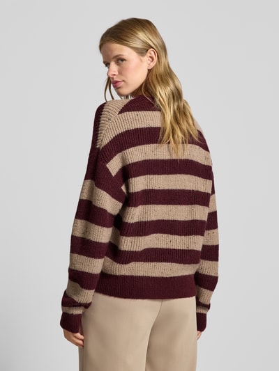 Review Oversized Strickpullover mit Streifenmuster Rostrot Melange 5