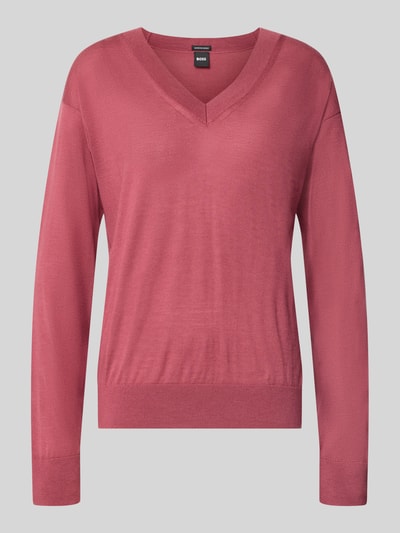 Produktfoto, Regular Fit Pullover aus reiner Schurwolle Modell 'Freeslyn' von BOSS in mattem Rosa, glatte Textur, Damen Pullover von BOSS