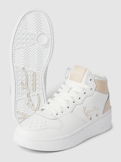 KARL KANI High-Top-Sneaker aus reinem Leder mit Label-Stitching Weiss 5