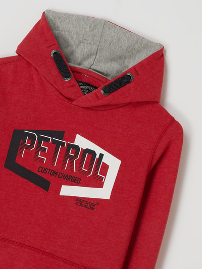 Petrol Hoodie mit Logo Rot 2