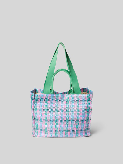 Marni Shopper mit Karomuster Blau 4