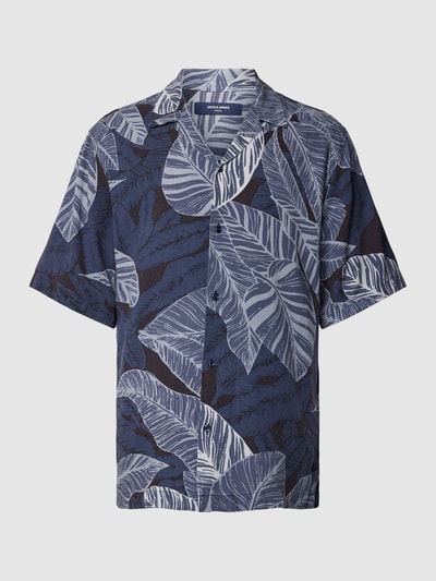 Jack & Jones Premium Vrijetijdsoverhemd met linnen en all-over print, model 'BLUREX' Donkerblauw - 2