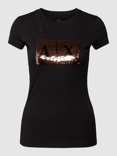 ARMANI EXCHANGE T-shirt z cekinowym obszyciem Czarny 2