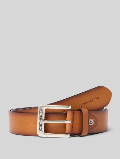 Pierre Cardin Pasek skórzany z detalem z logo Koniakowy 1