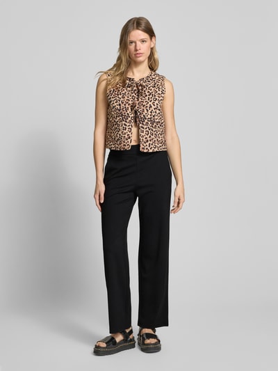 Only Straight leg pantalon met brede tailleband, model 'POPTRASH' Zwart - 1