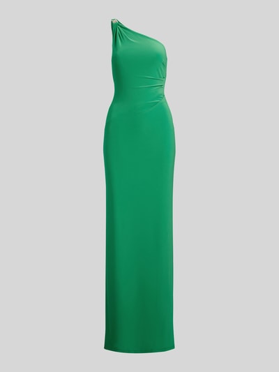 Produktfoto, Abendkleid im One-Shoulder-Look Modell 'BELINA' von Lauren Ralph Lauren in Grün, figurbetonter Schnitt, Ziersteinbesatz, glatte Textur