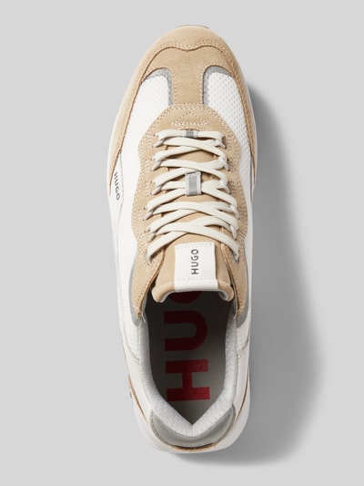 HUGO Ledersneaker mit Kontrastbesatz Modell 'Kane' Beige 4