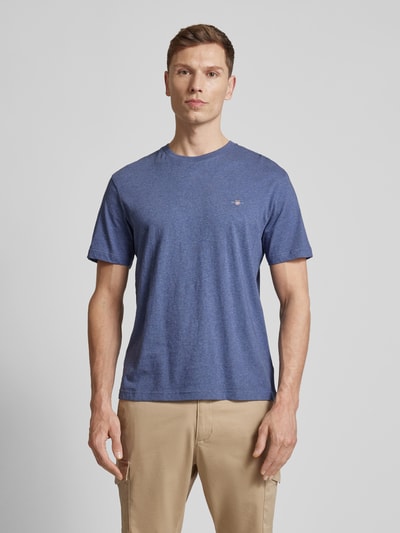 Gant Regular fit T-shirt in gemêleerde look Jeansblauw gemêleerd - 4