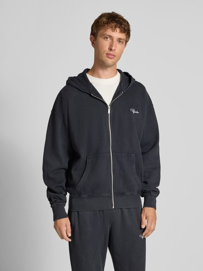 Pegador Oversized Sweatjacke mit Logo-Stitching und Kapuze Black 4