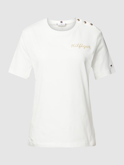 Tommy Hilfiger T-shirt met knoopsluiting Ecru - 2