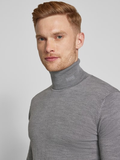 HUGO Wollpullover mit Rollkragen Modell 'San Thomas' Mittelgrau Melange 3