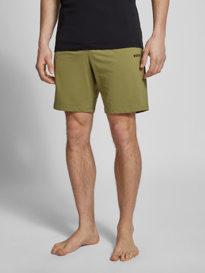 BOSS Regular Fit Sweatshorts mit Tunnelzug Modell 'Mix&Match' Oliv 4