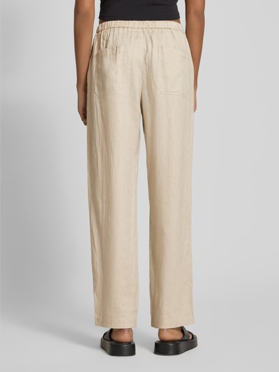 ECOALF Regular fit linnen broek met tunnelkoord, model 'INDIALF' Beige - 5