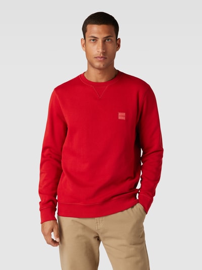 BOSS Orange Sweatshirt met labelpatch, model 'WESTART' Rood - 4