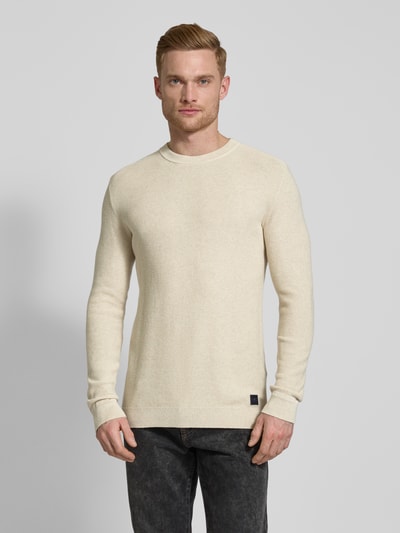 Tom Tailor Regular Fit Strickpullover aus reiner Baumwolle Beige 4